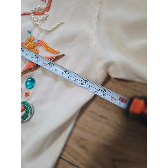 Havana By Hero Group Sz 12 Beaded Embroidered Mermaid Silk Sea Button Up - Picture 12 of 12